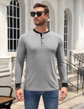 Casual Modern Contrast Henley Long Sleeve Shirt (US Only)