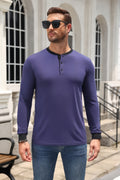Casual Modern Contrast Henley Long Sleeve Shirt (US Only)
