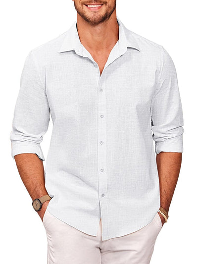 100% Cotton Oxford Shirt (US Only) Shirts coofandy White S 