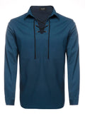 Casual Lace Up Henley Shirt (US Only) Shirts coofandy Peacock Blue S 