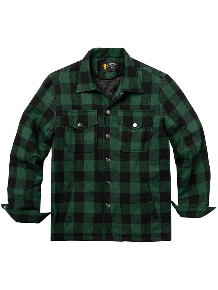 Flannel Checked Lined Shirt Shirts coofandy Army Green S 