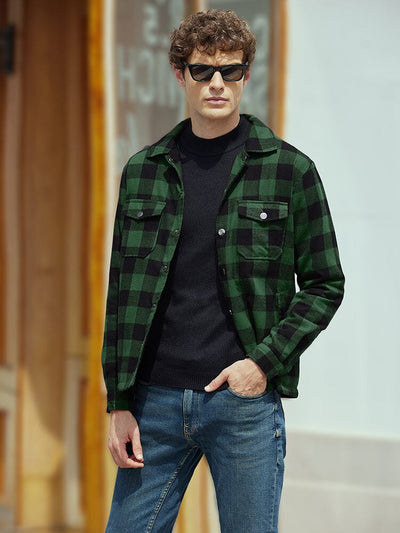 Flannel Checked Lined Shirt Shirts coofandy 