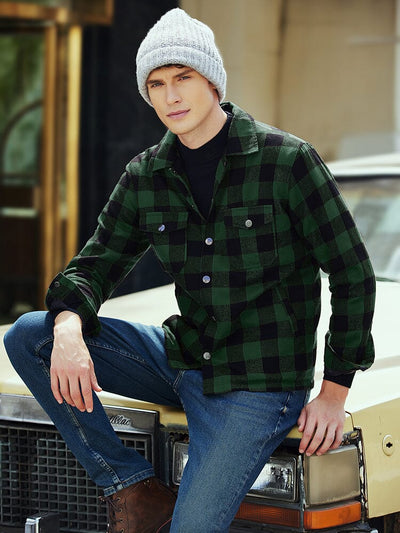 Flannel Checked Lined Shirt Shirts coofandy 