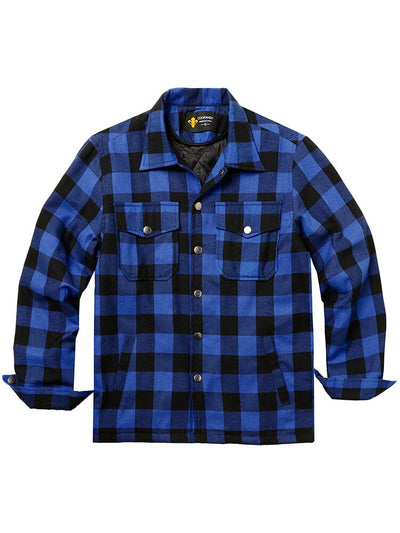 Flannel Checked Lined Shirt Shirts coofandy Blue S 