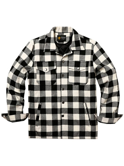 Flannel Checked Lined Shirt Shirts coofandy Black S 