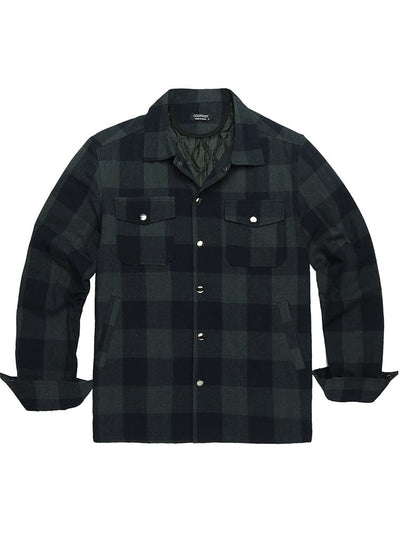 Flannel Checked Lined Shirt Shirts coofandy Navy Blue S 