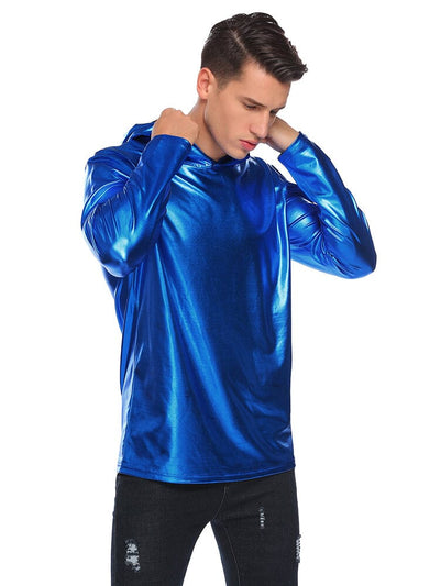 Casual Metallic Shiny Hoodie (US Only) Hoodies coofandy 