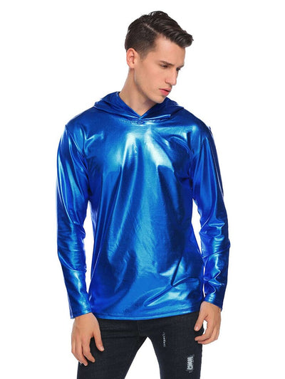 Casual Metallic Shiny Hoodie (US Only) Hoodies coofandy 