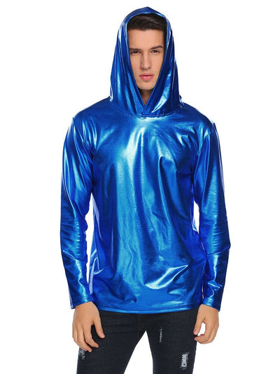 Casual Metallic Shiny Hoodie (US Only) Hoodies coofandy 