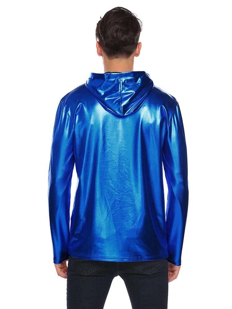 Casual Metallic Shiny Hoodie (US Only) Hoodies coofandy 