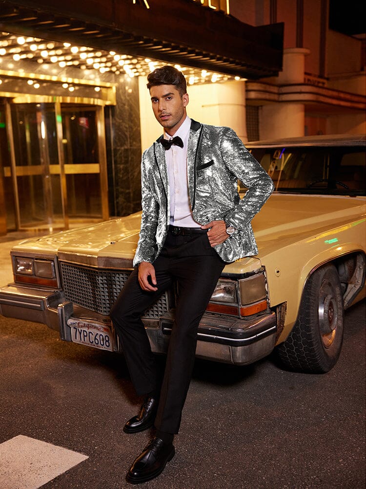 Men's Shiny Sequins Suit Jacket (US Only) Blazer coofandy 