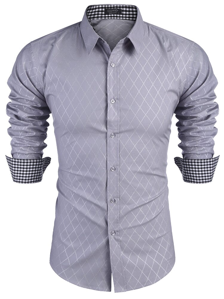 Checked Shirt Business Shirt Shirts coofandy Grey S 