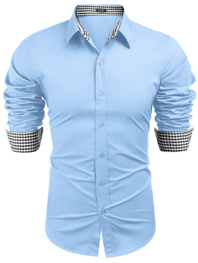 Checked Shirt Business Shirt Shirts coofandy Blue S 