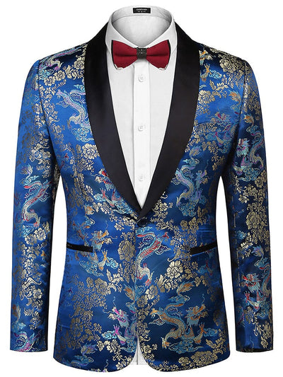 Luxury Floral Embroidered Blazer (US Only) Blazer coofandy Dark Blue S 