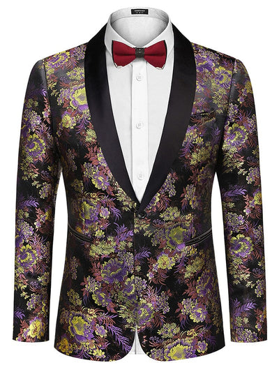 Luxury Floral Embroidered Blazer (US Only) Blazer coofandy Purple S 