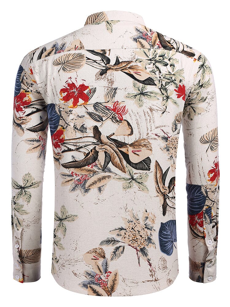Cotton Linen Floral Henley Shirt (US Only) Shirts coofandy 