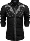 Western Cowboy Embroidered Shirt Long Sleeve Button Down (US Only)
