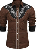 Western Cowboy Embroidered Shirt Long Sleeve Button Down (US Only)