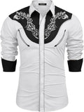 Western Cowboy Embroidered Shirt Long Sleeve Button Down (US Only)