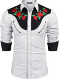 Western Cowboy Embroidered Shirt Long Sleeve Button Down (US Only)