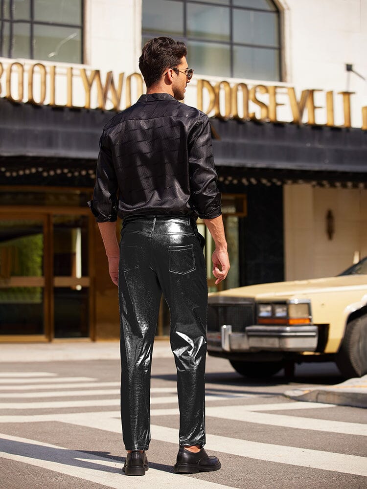 Stylish Metallic Shiny Pants Pants coofandy 