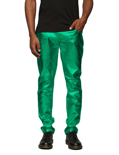 Stylish Metallic Shiny Pants Pants coofandy Green XS 