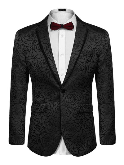 Floral Embroidered Party Blazer (US Only) Blazer coofandy Black S 