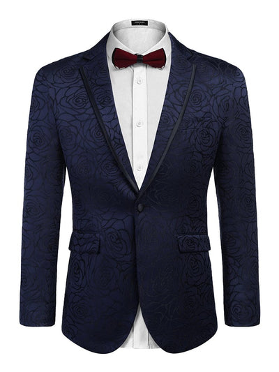 Floral Embroidered Party Blazer (US Only) Blazer coofandy Navy Blue S 