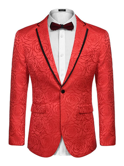 Floral Embroidered Party Blazer (US Only) Blazer coofandy Red S 