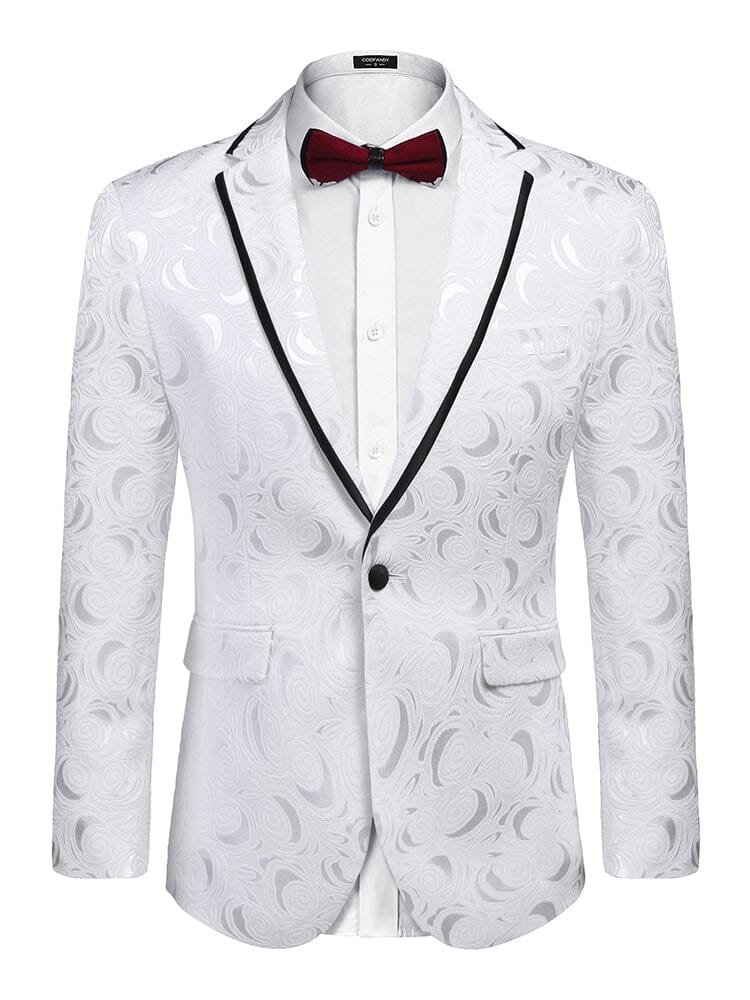 Floral Embroidered Party Blazer (US Only) Blazer coofandy White S 