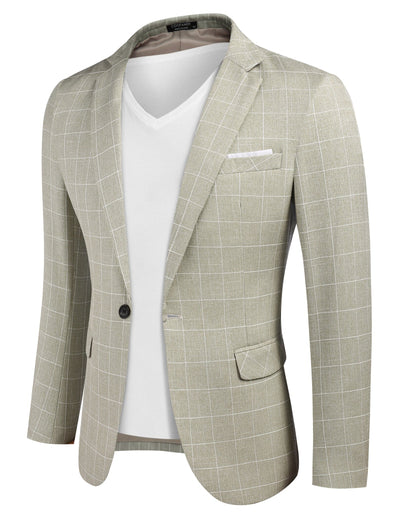 Casual Suit Jackets (US Only) Blazer coofandy Khaki Plaid S 