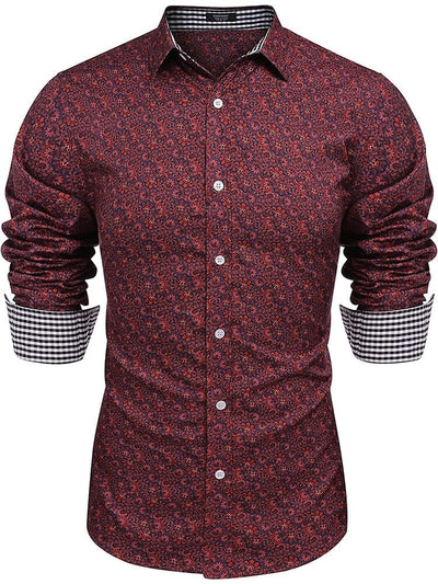 Floral Button Down Flower Printed Shirt (US Only) Shirts Coofandy's Red S 