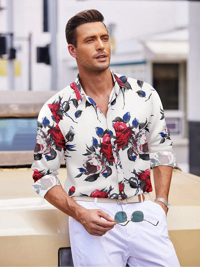 Floral Hawaiian Tropical Button Down Beach Shirt (US Only) Shirts coofandy 