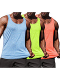 3 Pack Workout Tank Tops (US Only) Tank Tops coofandy Green/Orange Red/Sky Blue S 