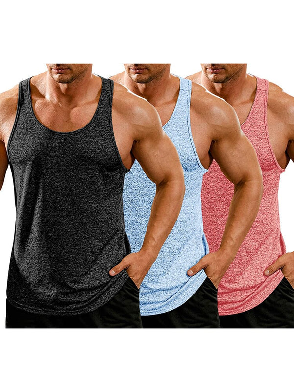 3 Pack Workout Tank Tops (US Only) Tank Tops coofandy Light Red/Blue/Black S 