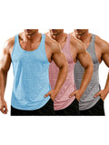 3 Pack Workout Tank Tops (US Only) Tank Tops coofandy Light Grey/Blue/Pink S 