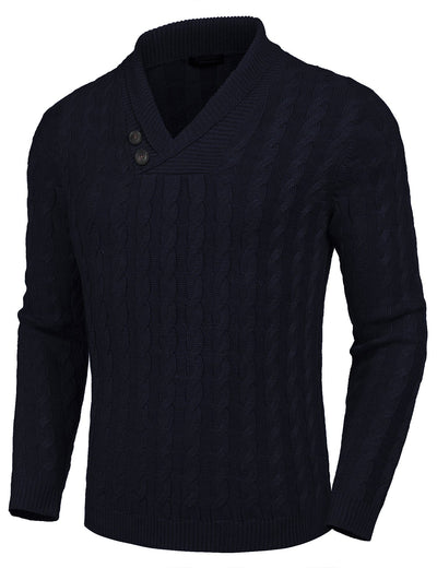 Casual Cable Knit Sweater (US Only) Sweater coofandy Navy Blue S 