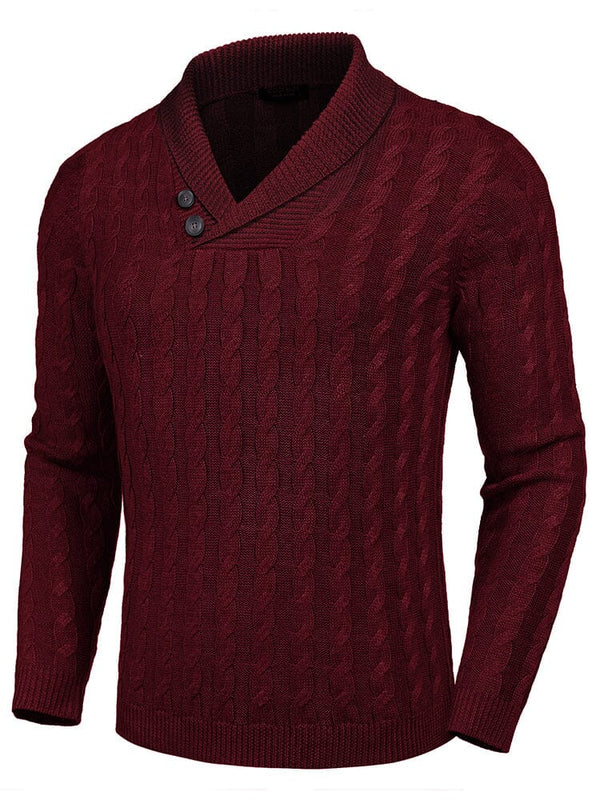 Casual Cable Knit Sweater (US Only) Sweater coofandy Wine Red S 