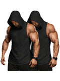 Workout 2 Packs Hooded Tank Tops (US Only) Tank Tops coofandy Black/Black S 