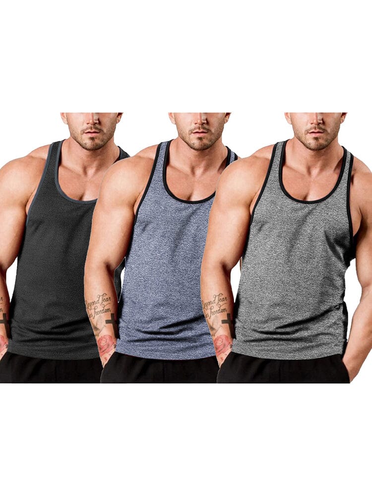 Men's 3-Pack Fitness Vest coofandy Black/Blue/Grey S 