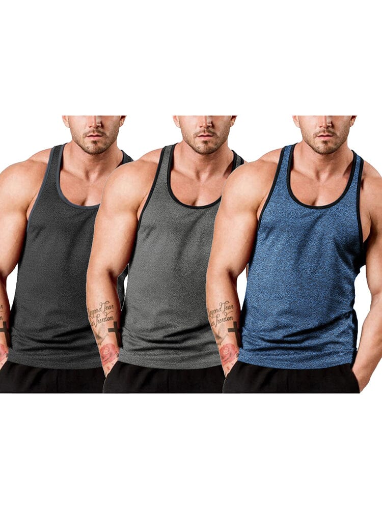 Men's 3-Pack Fitness Vest coofandy Black/Blue/Dark Grey S 