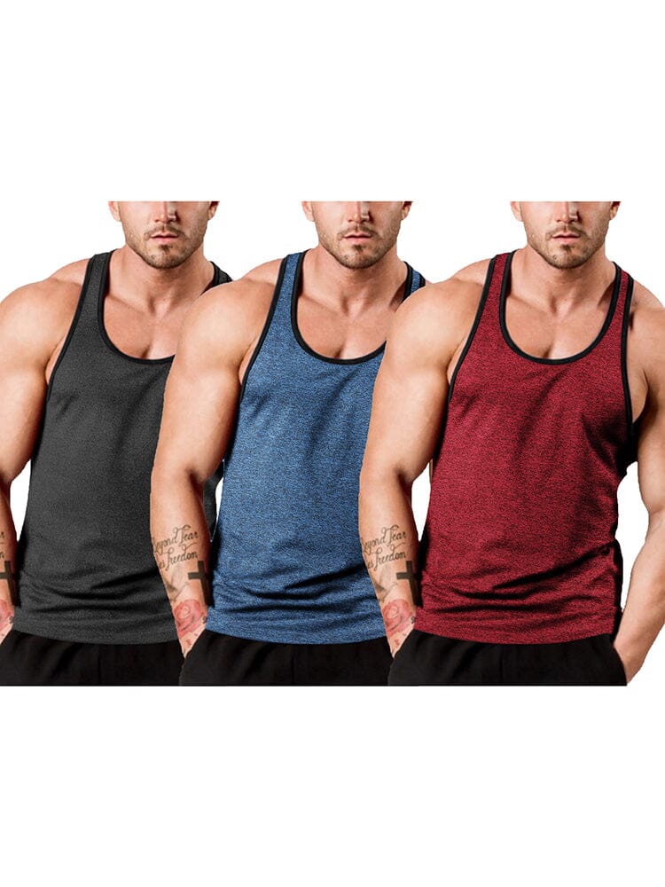 Men's 3-Pack Fitness Vest coofandy Red/Black/Navy Blue S 