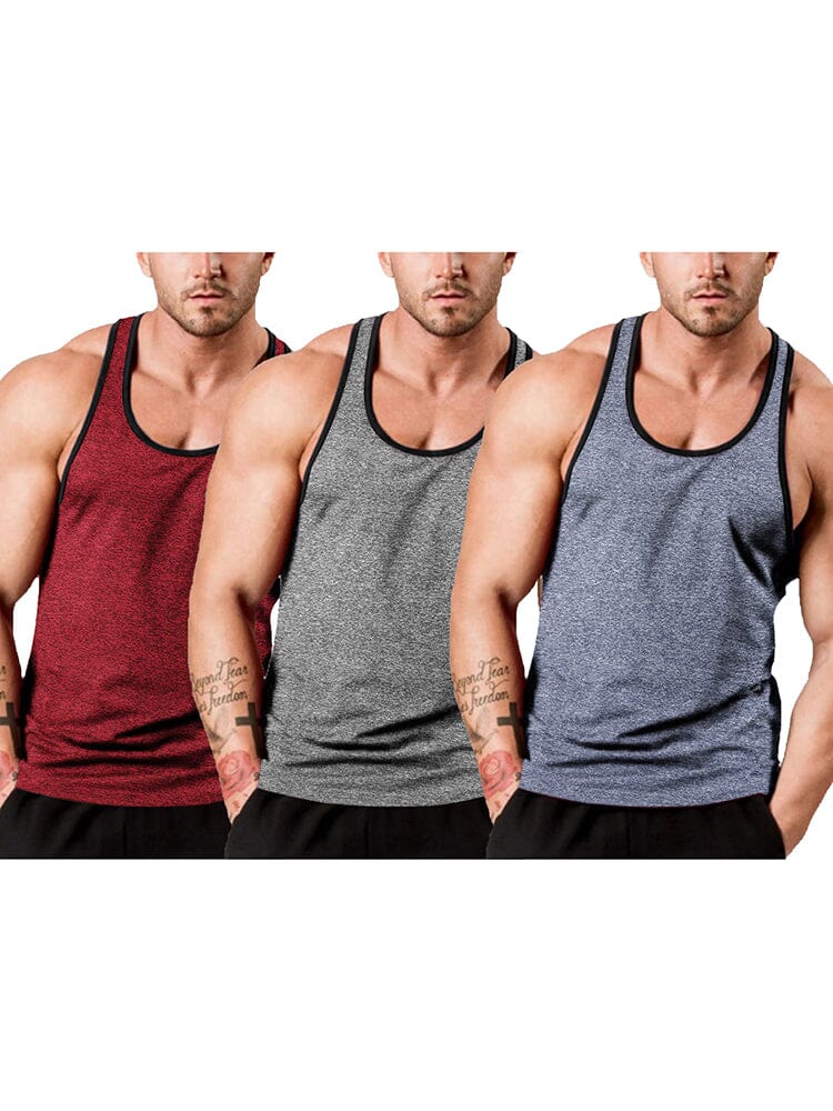 Men's 3-Pack Fitness Vest coofandy Red/Blue/Grey S 