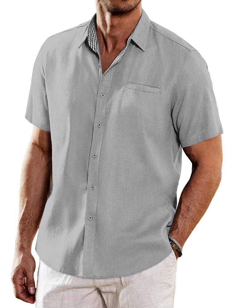 Casual Unique Collar Cotton Linen Shirt (US Only) Shirts coofandy Light Grey S 