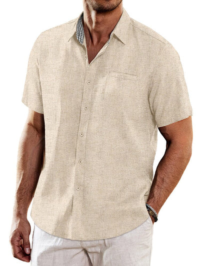 Casual Unique Collar Cotton Linen Shirt (US Only) Shirts coofandy Khaki S 