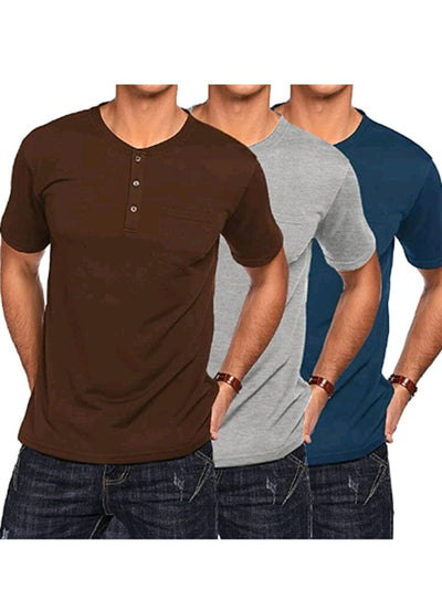 Classic Fit Cotton Shirts 3 Pack (US Only) Shirts coofandy Red/Grey/Blue S 