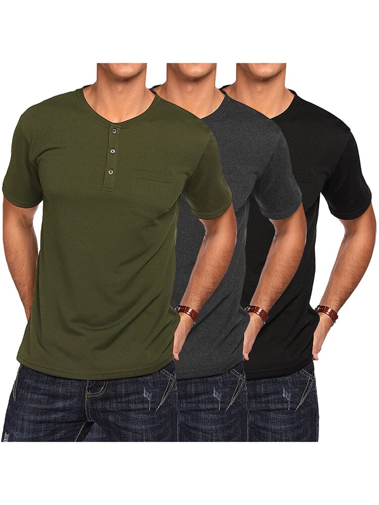 Classic Fit Cotton Shirts 3 Pack (US Only) Shirts coofandy Army Green/Grey/Black S 