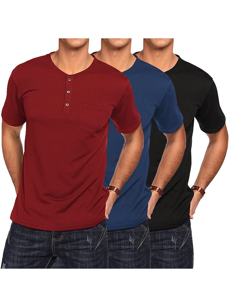 Classic Fit Cotton Shirts 3 Pack (US Only) Shirts coofandy Red/Blue/Black S 