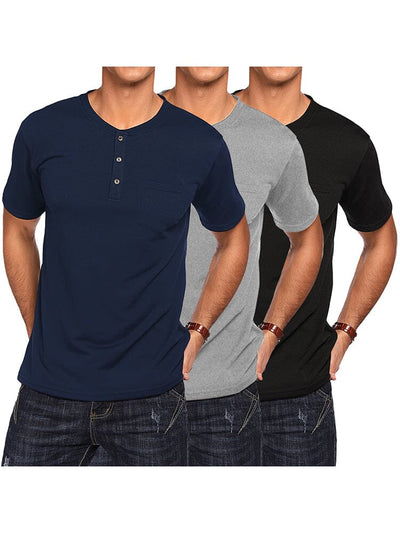 Classic Fit Cotton Shirts 3 Pack (US Only) Shirts coofandy Navy Blue/Grey/Black S 