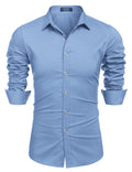 Muscle Fit Dress Shirts (US Only) Shirts coofandy Clear Blue S 